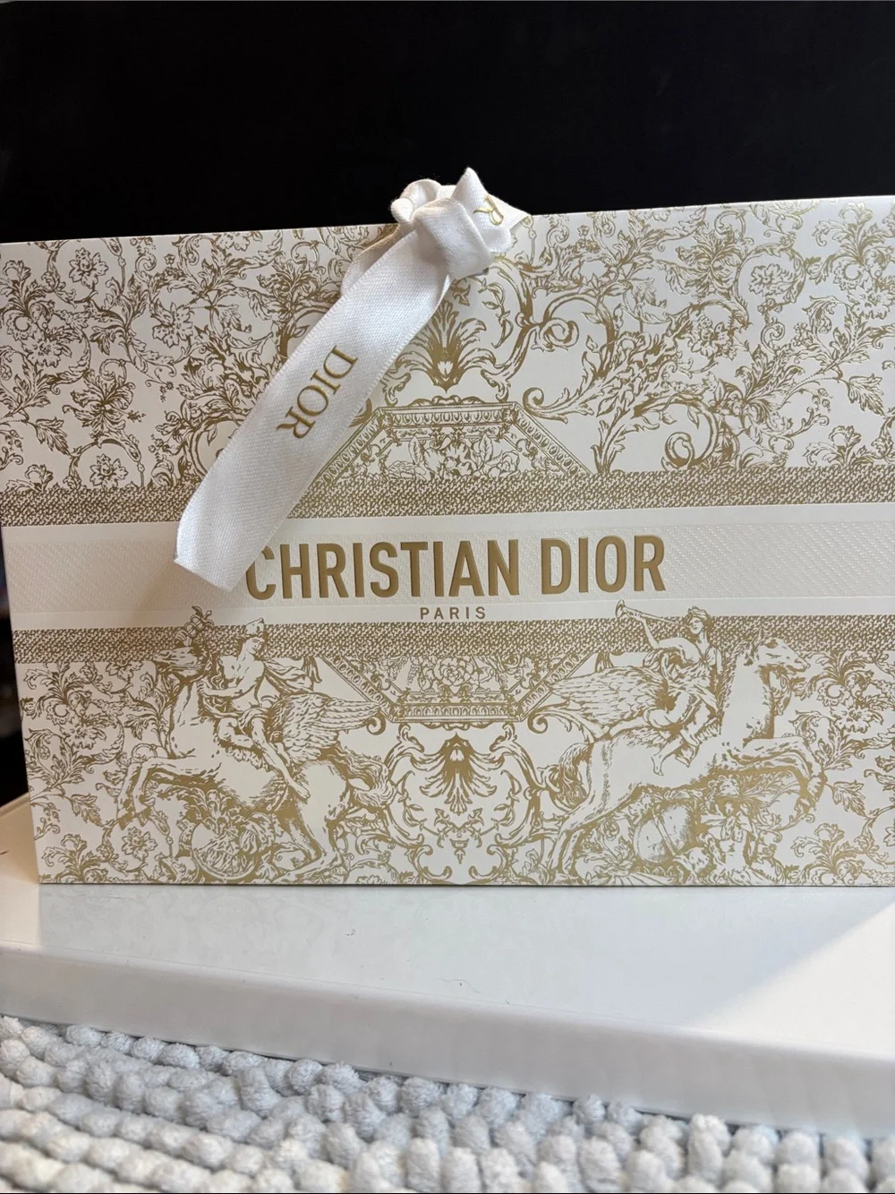 Dior Cream Round Pouch with Pink Butterfly Embroidery & Dior Bag
